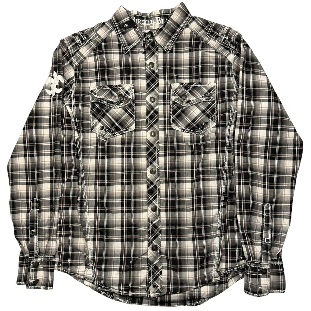 Buckle Black Pearl Snap Shirt Men's Medium Slim Fit Cowboy‎ Western No 48